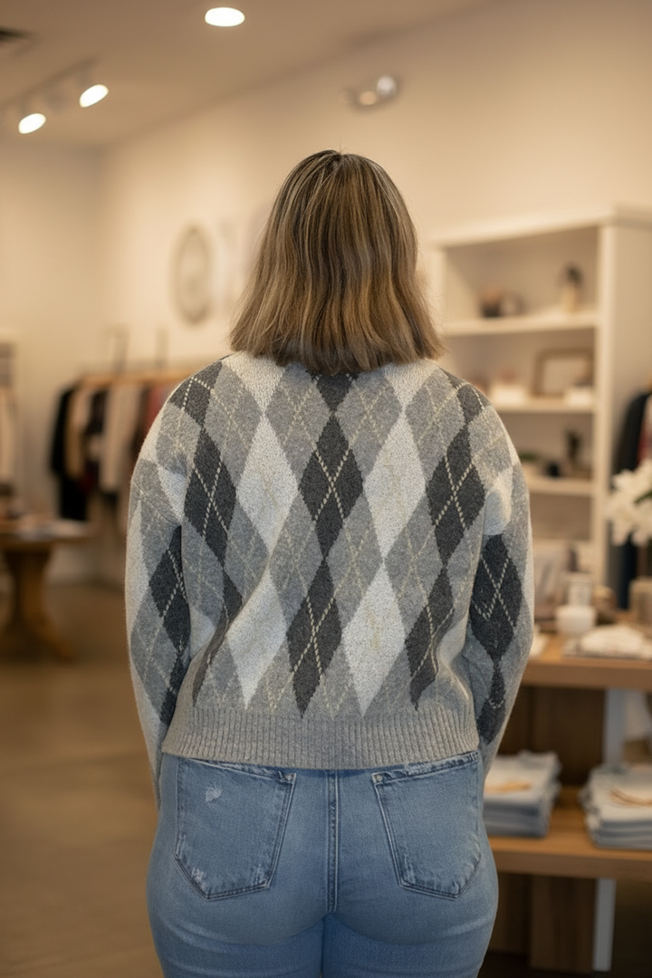 Back view, boutique background