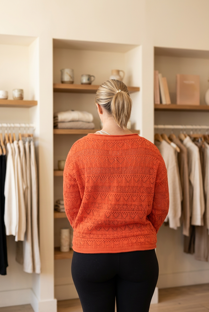 Back view with lifestyle boutique background