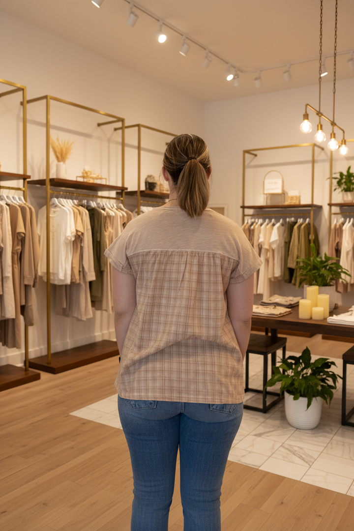 Beige Tee Back — Boutique Background