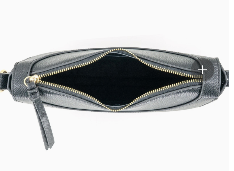 Black Crescent Shoulder Bag with Detachable Crossbody Strap