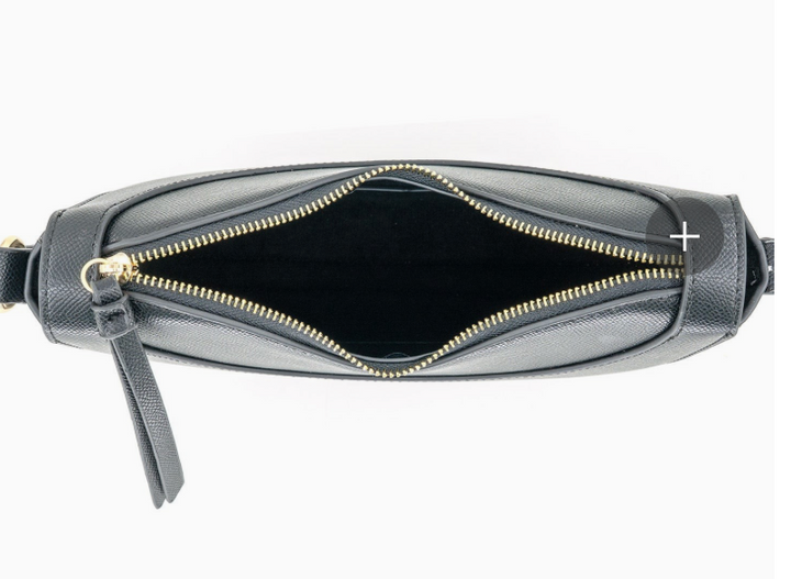 Black Crescent Shoulder Bag with Detachable Crossbody Strap