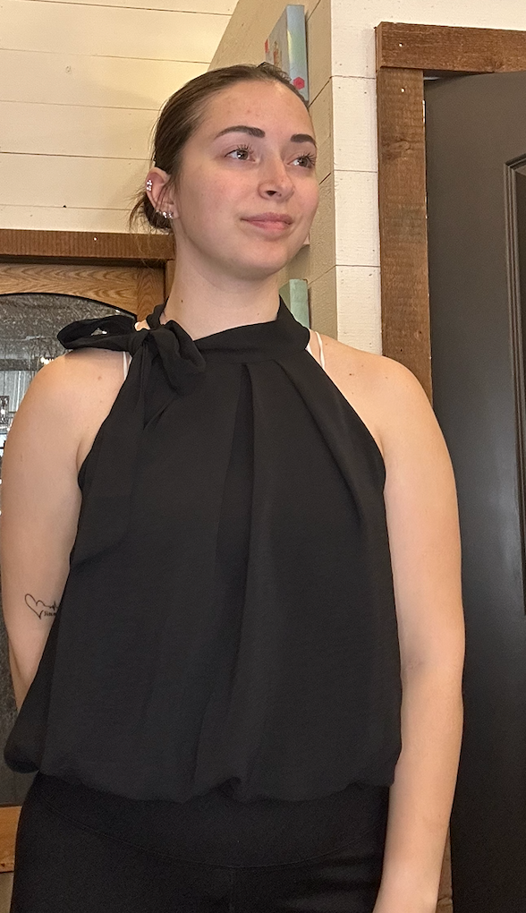 Halter Tie Neck Bubble Sleeveless Top
