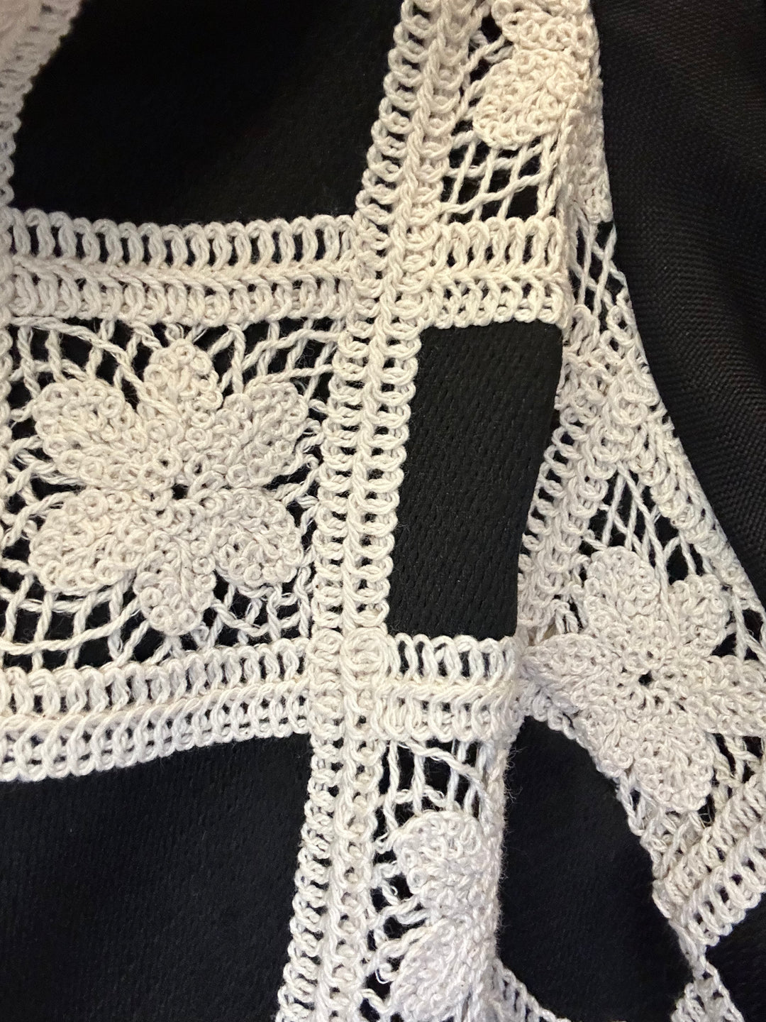 Crochet Checkered Bubble Short Sleeve Mini Dress