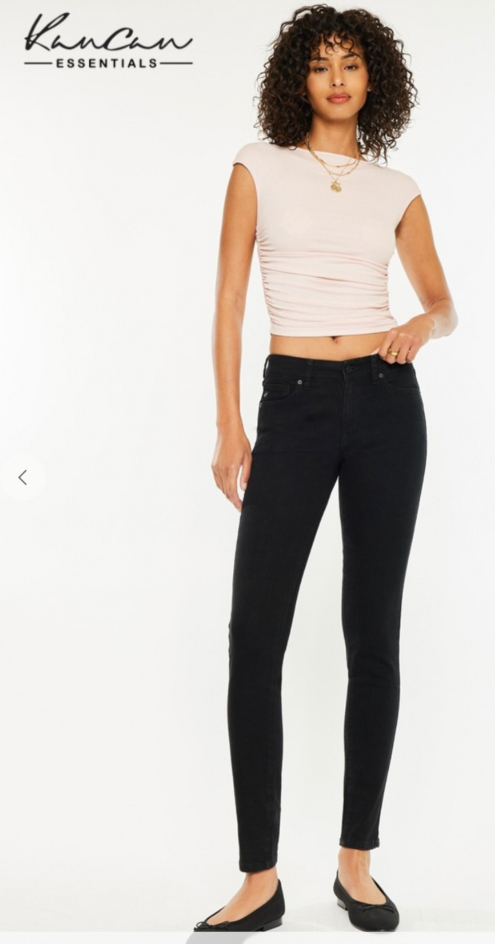 Black Mid Rise Super Skinny Jeans