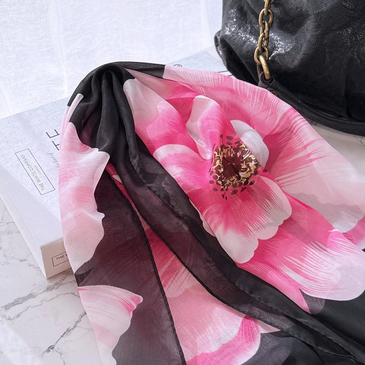 Pink Floral Lightweight Fashion Scarf
