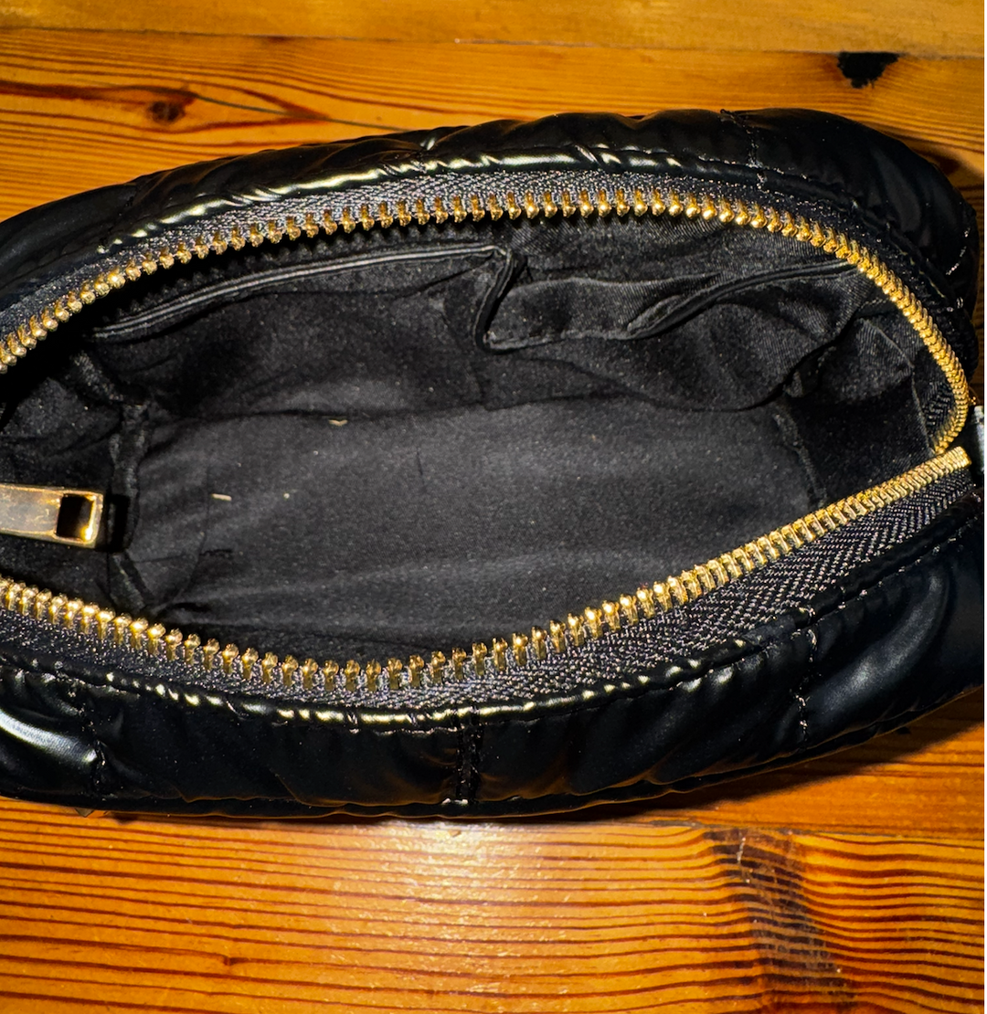 Black Puffer Crossbody Bag with Interchangeable Straps