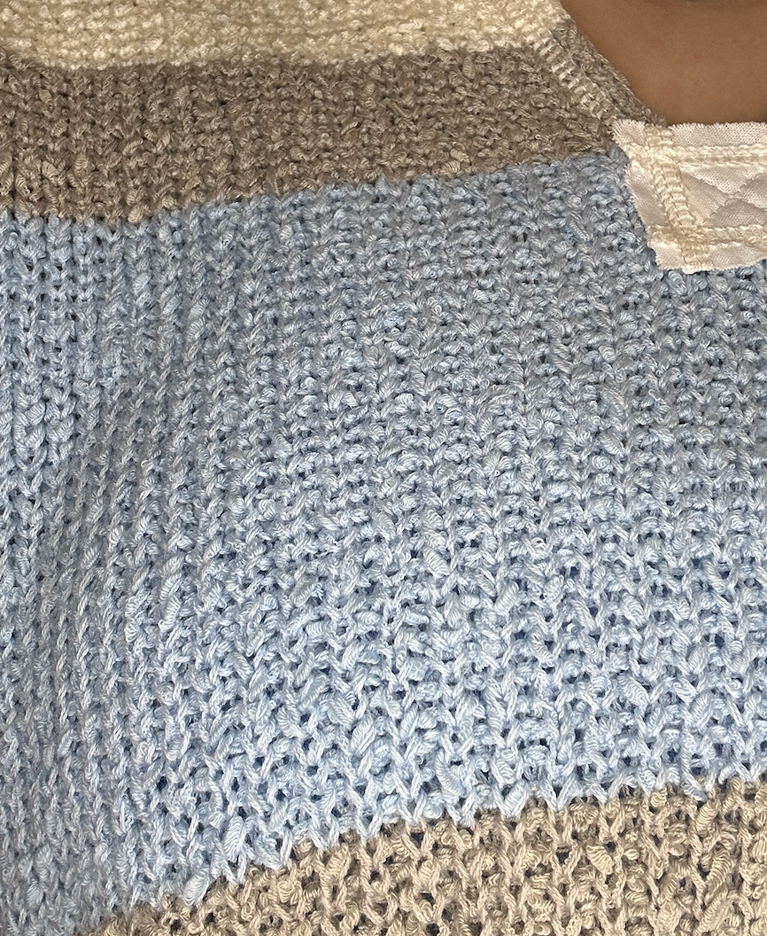 Low Gauge Color Block Textured Sweater Top