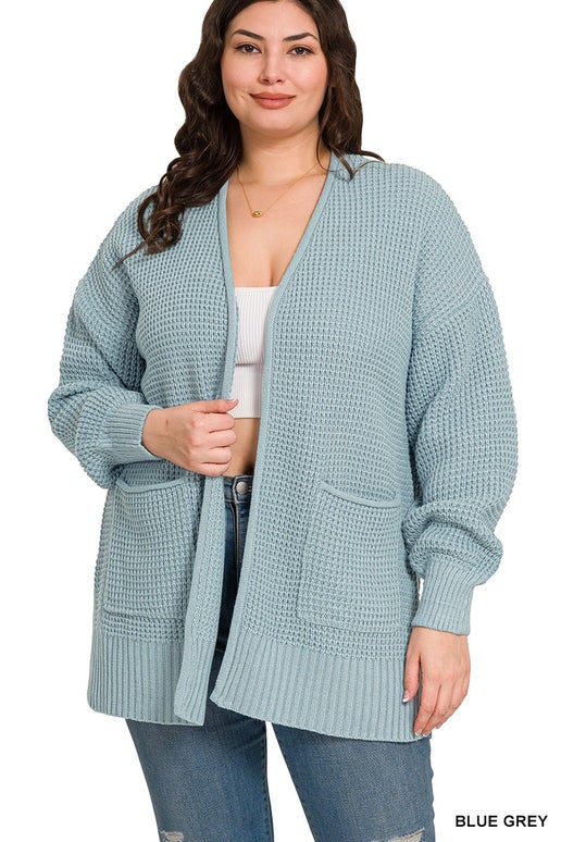 Low Gauge Waffle Open Cardigan