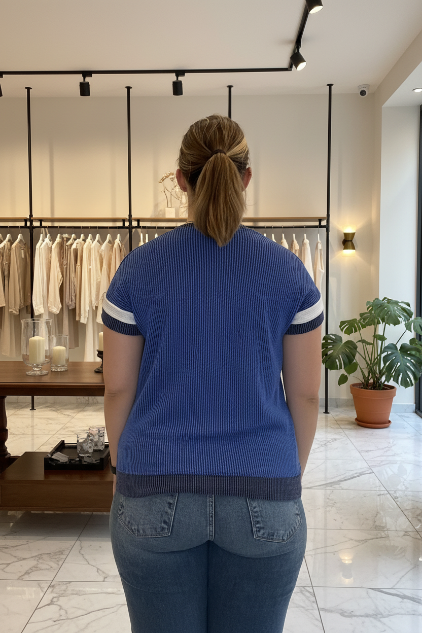 Blue Striped Top Back — Boutique Background