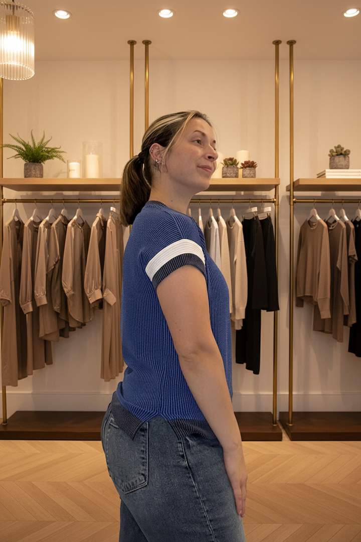 Blue Striped Top Side — Boutique Background