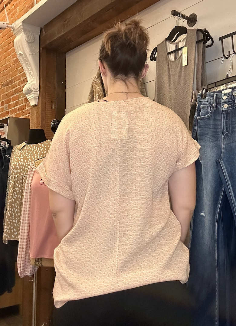Print Short Sleeve V Neck Top
