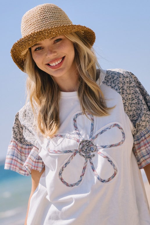 Contrast Color Block Knit Top