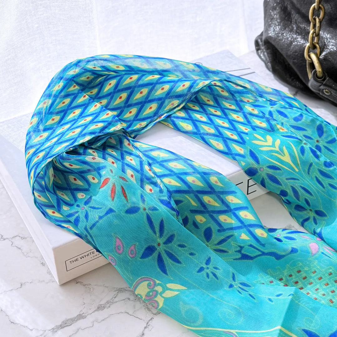 Turquoise Peacock Lightweight Fashion Scarf