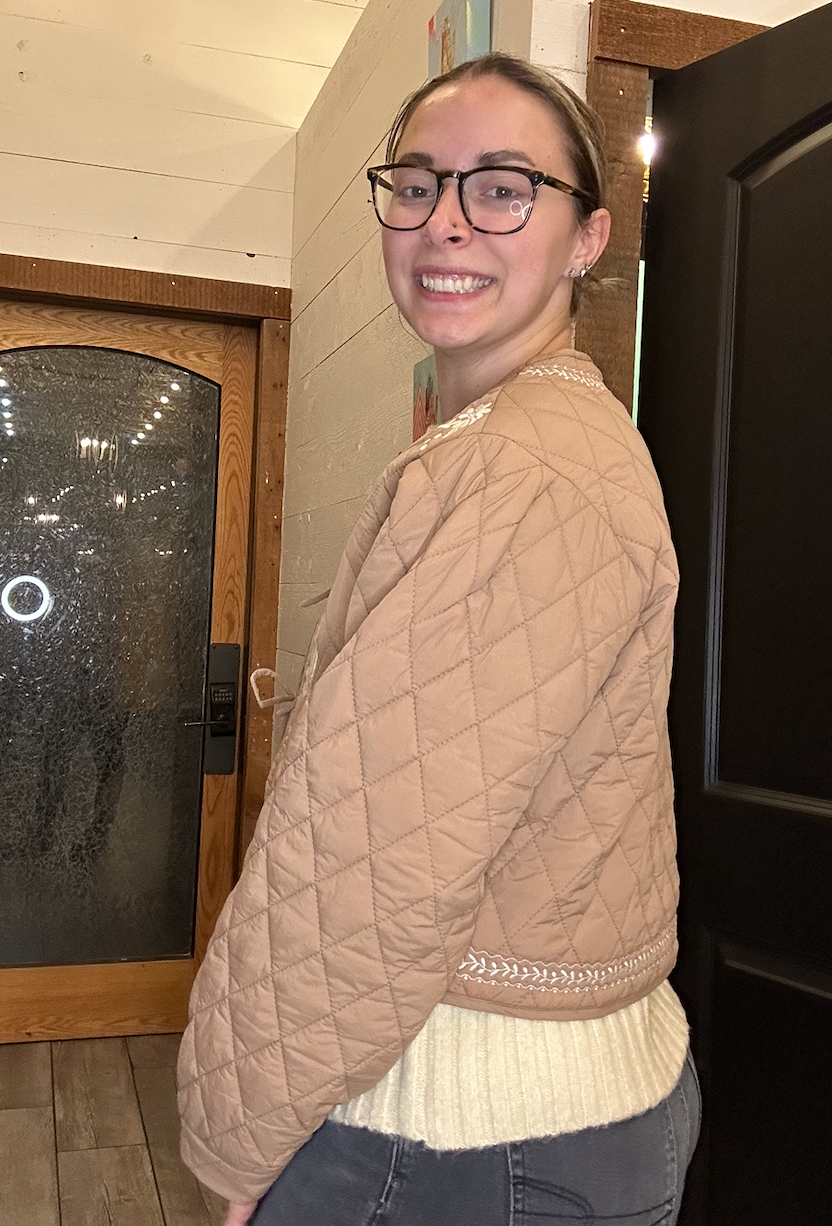 Quilted Floral Embroidered Padding Jacket