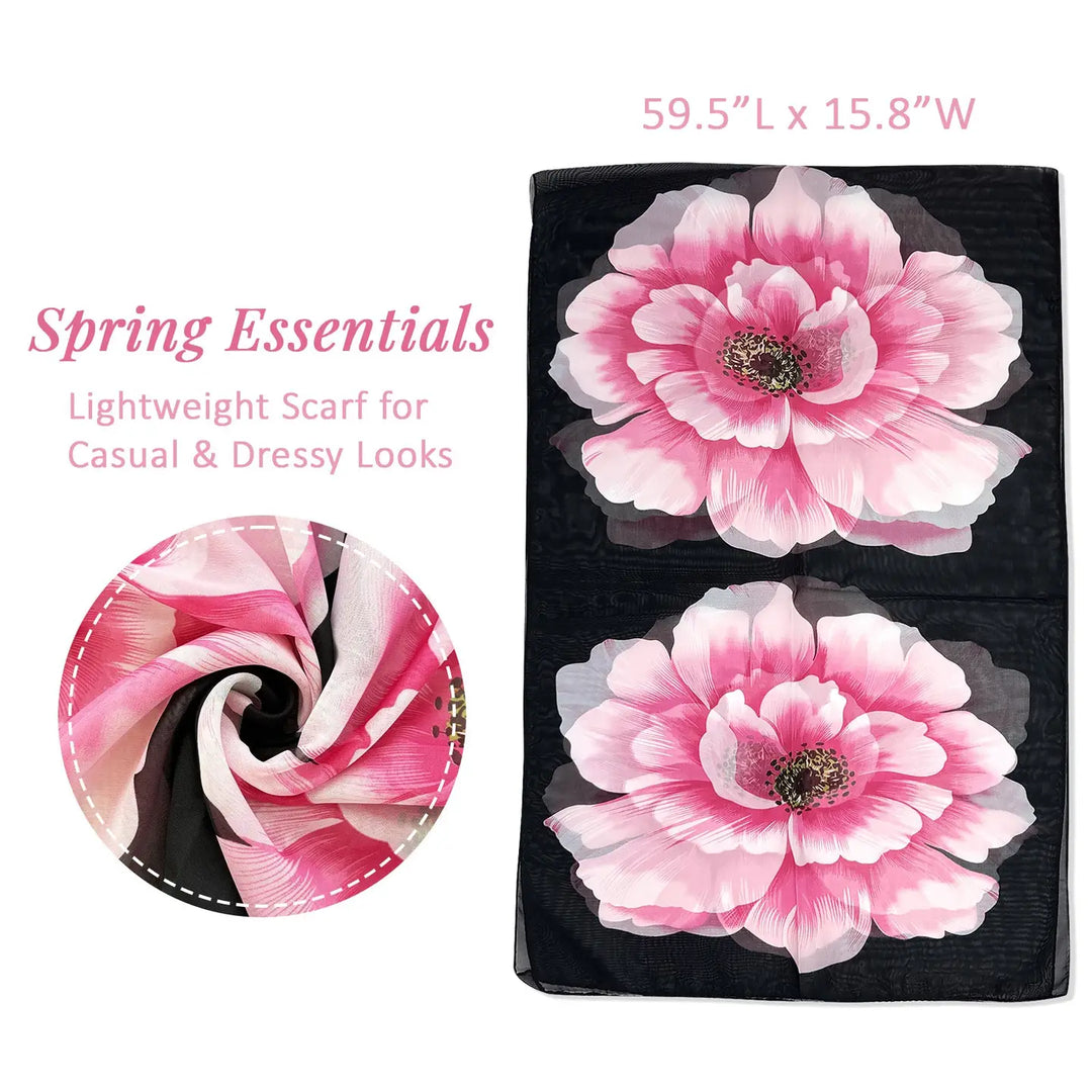 Pink Floral Lightweight Fashion Scarf