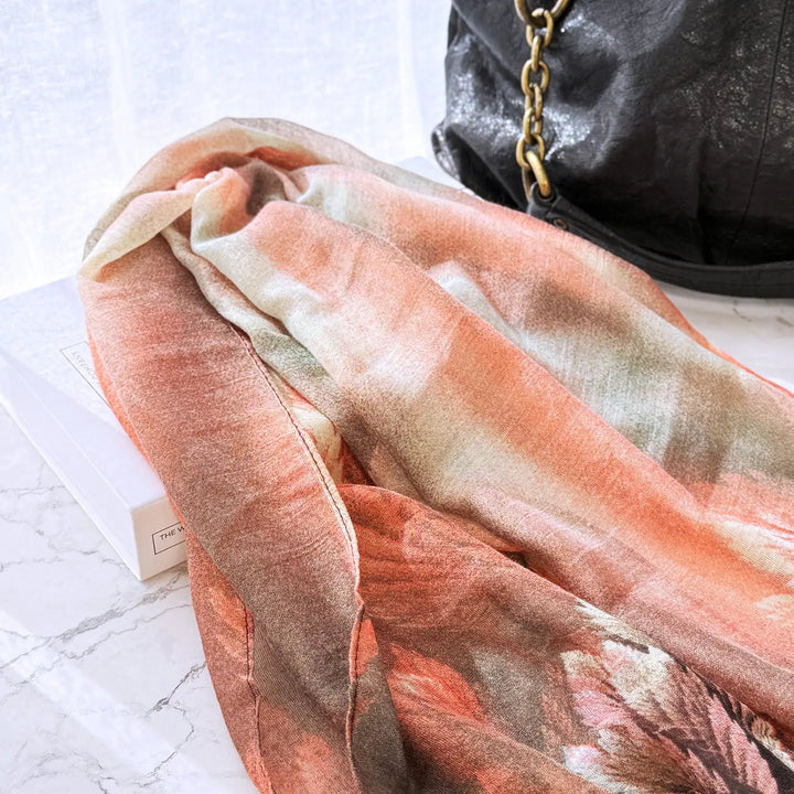 Fern Leaf Print Lightweight Fashion Scarf