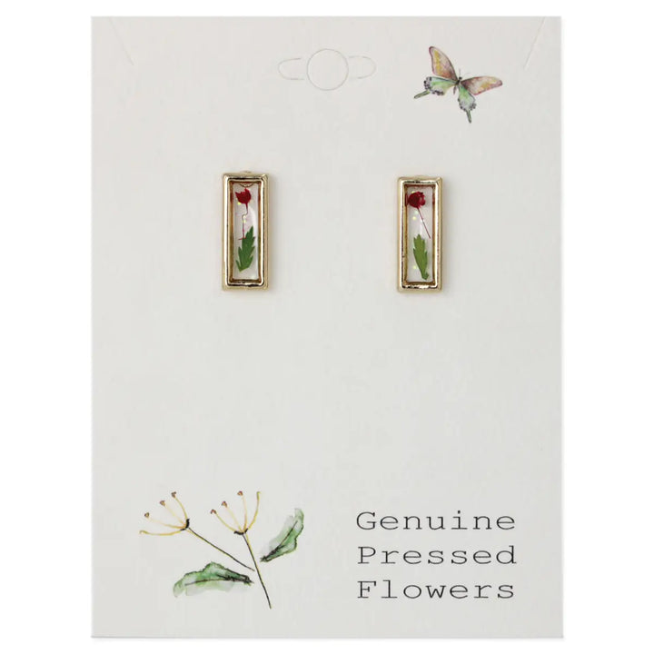 Dried Flower Bar Post Earring