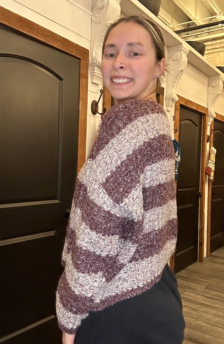 Horizontal Stripes Knit Textured Sweater