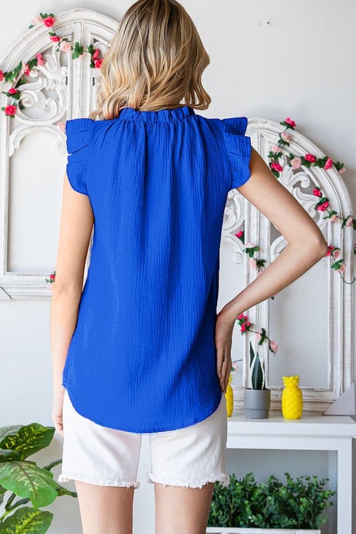 Royal Blue Mock Neck Blouse