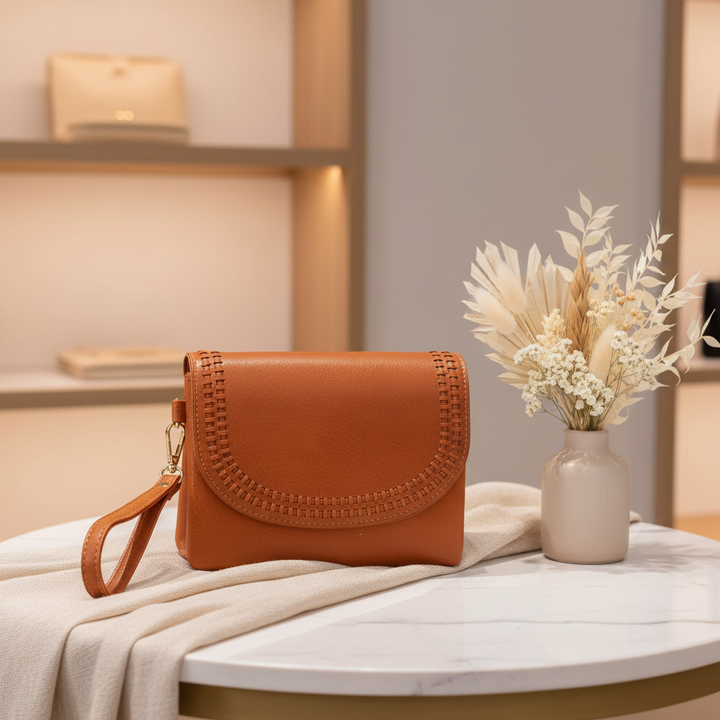 Brown Crossbody Clutch - Boutique Lifestyle Background