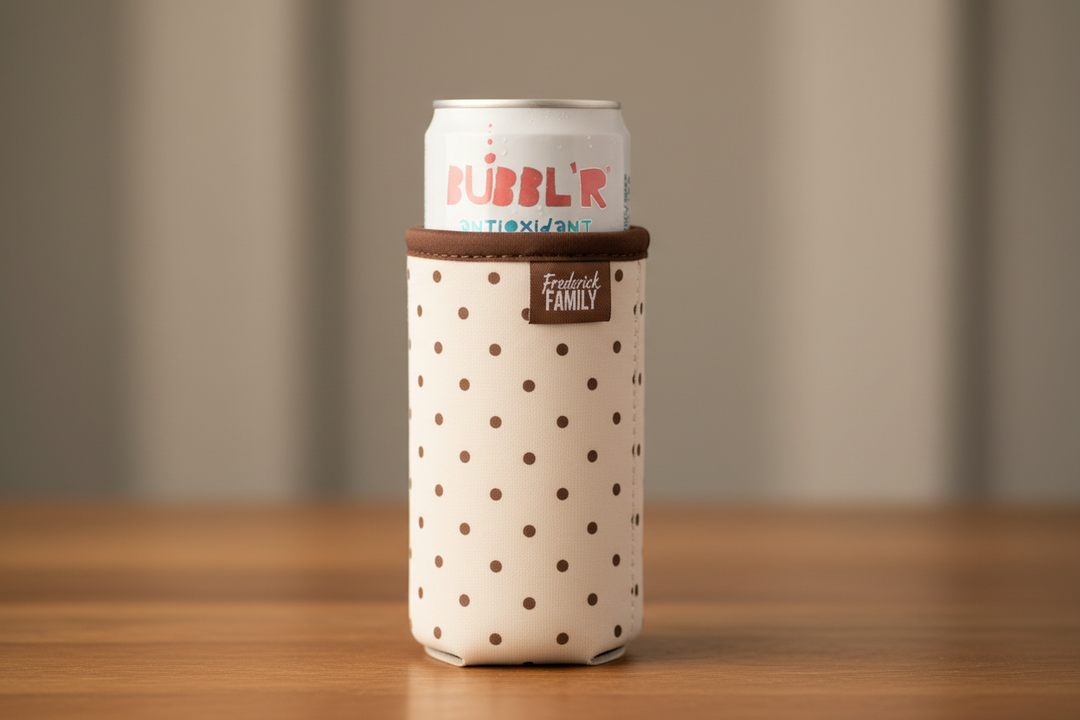 Brown Polka Dot Koozie centered