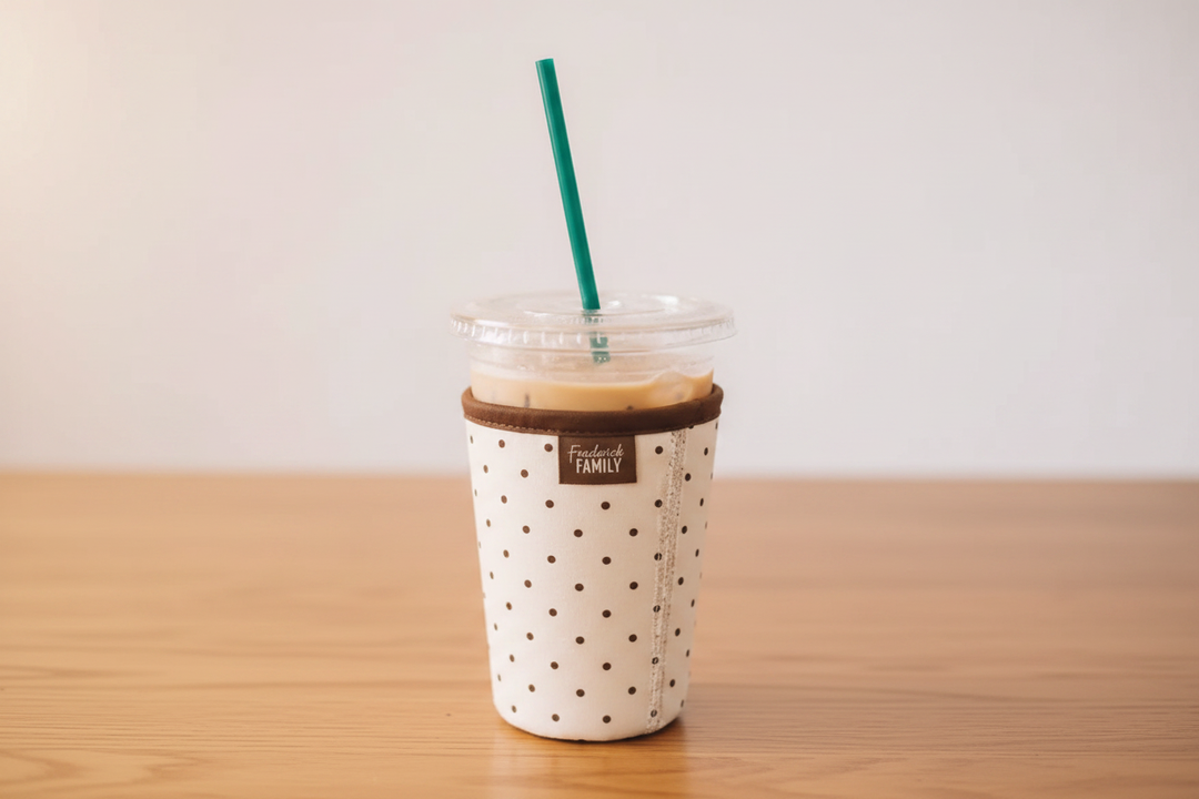Brown Polka Dot on warm wood