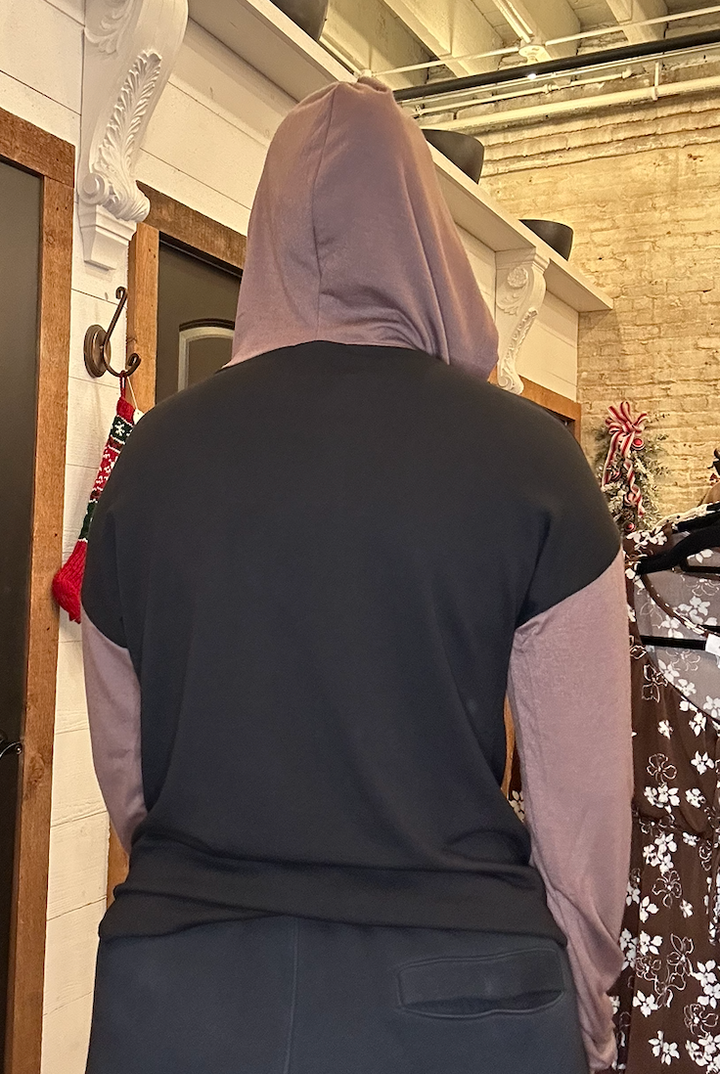 Solid Color Block Hoodie