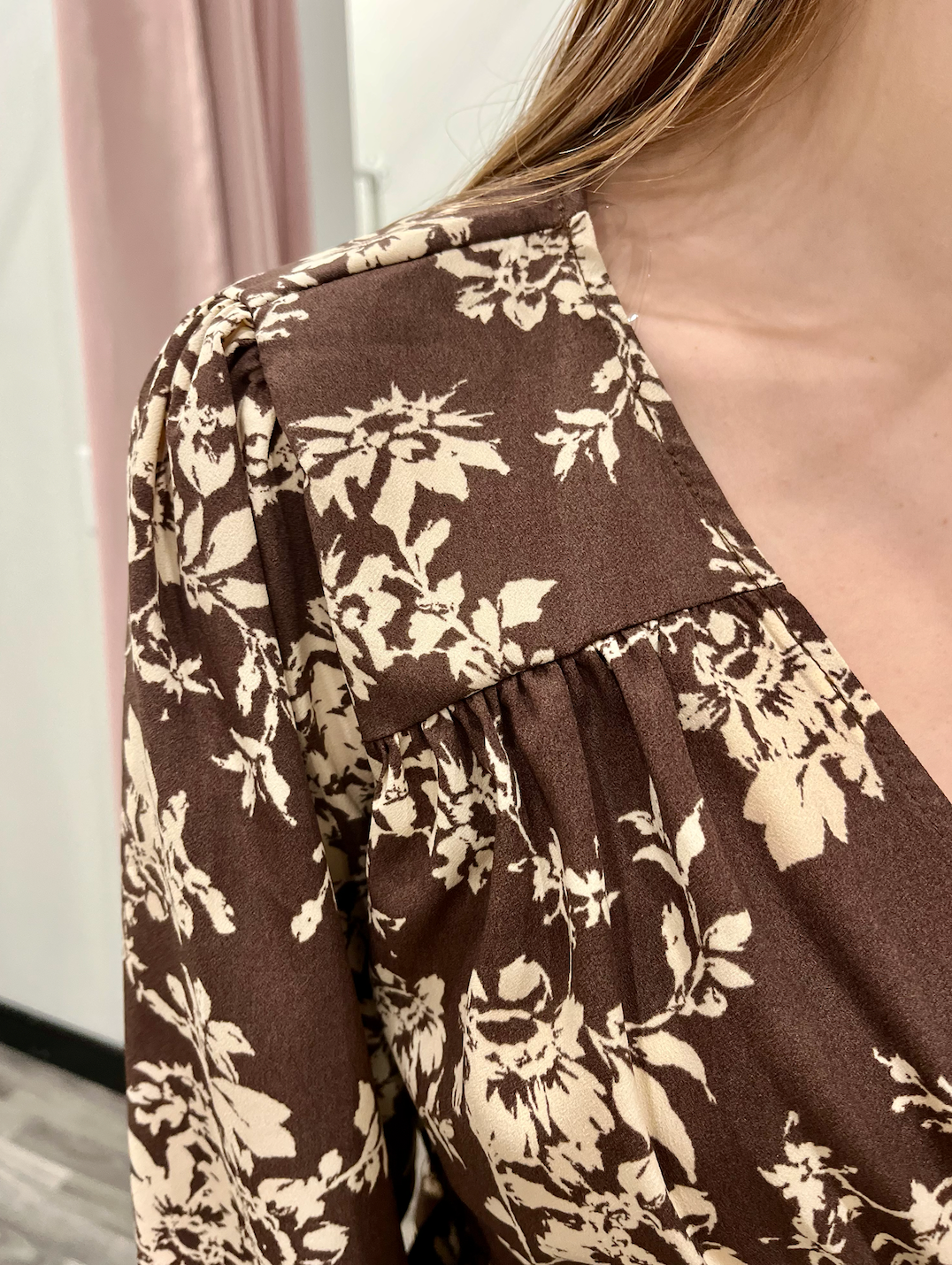 V-Neck Front Tie Flare Hem Top