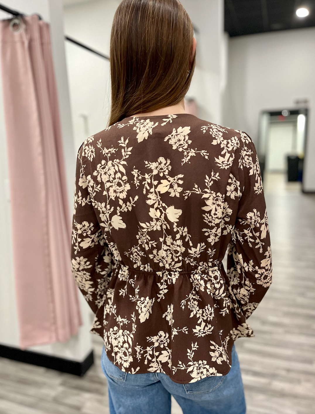 V-Neck Front Tie Flare Hem Top