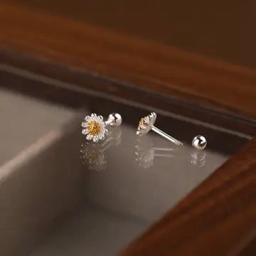 Sterling Silver Daisy Stud Earrings