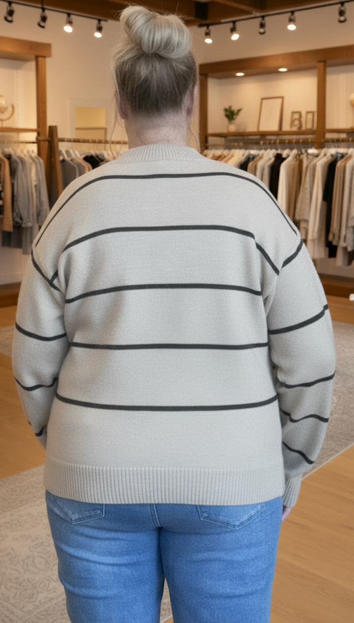 Loose Fit Stripe Sweater Top