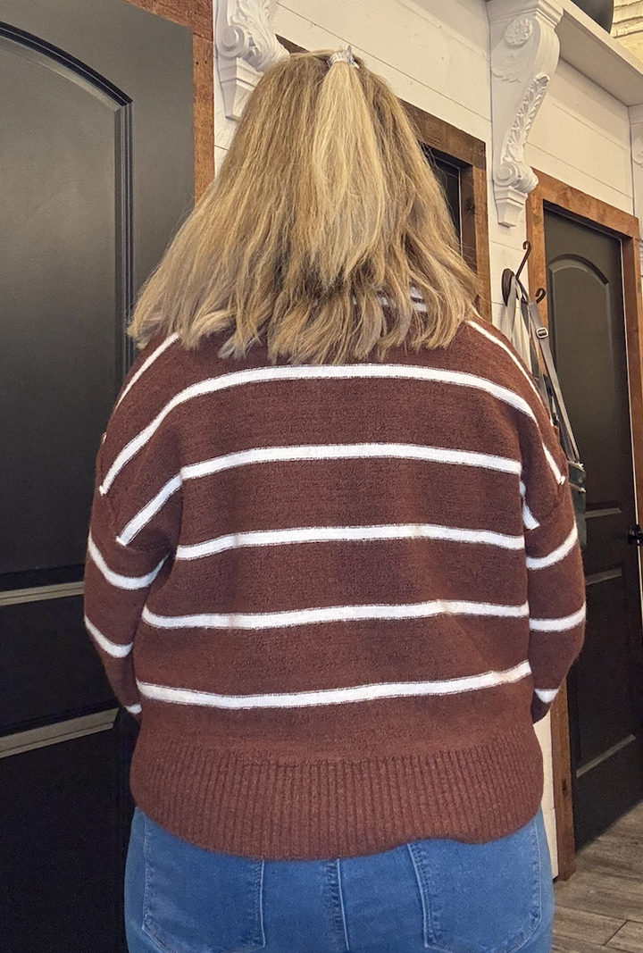 Striped Polo Sweater Top