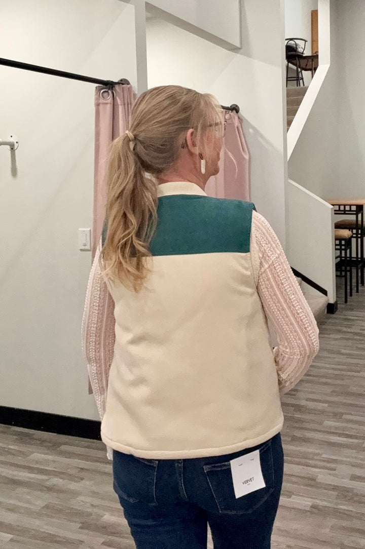 Color Block Corduroy Fisherman Vest