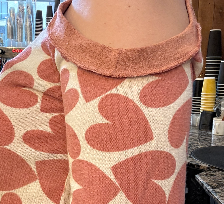 Cold Shoulder Heart Printed Top