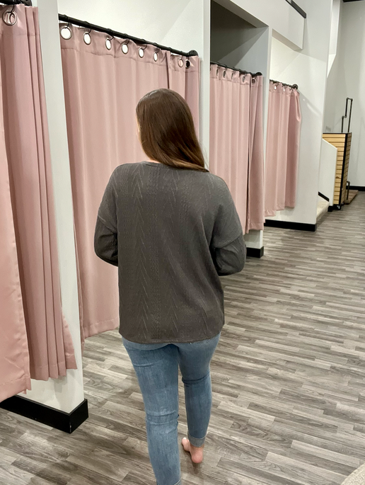 Ash Cable Knit Drop Shoulder Top