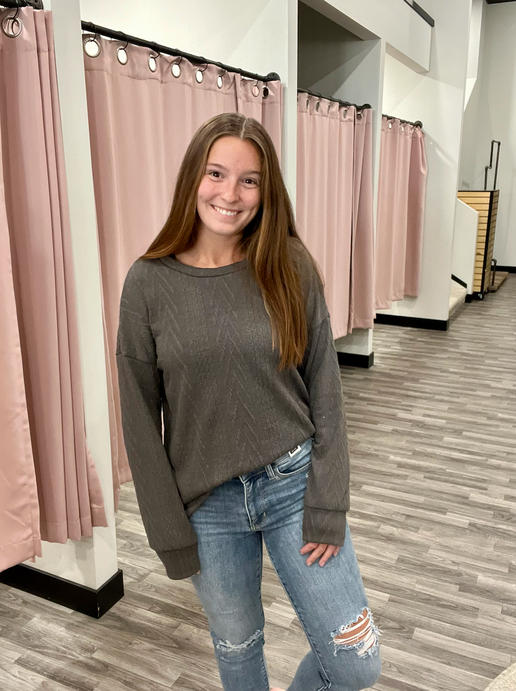 Ash Cable Knit Drop Shoulder Top