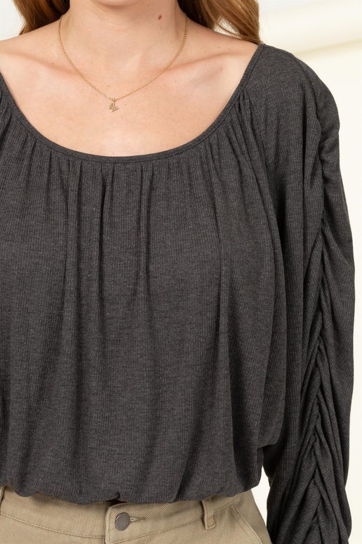 Shirred Dolman Sleeve Blouse