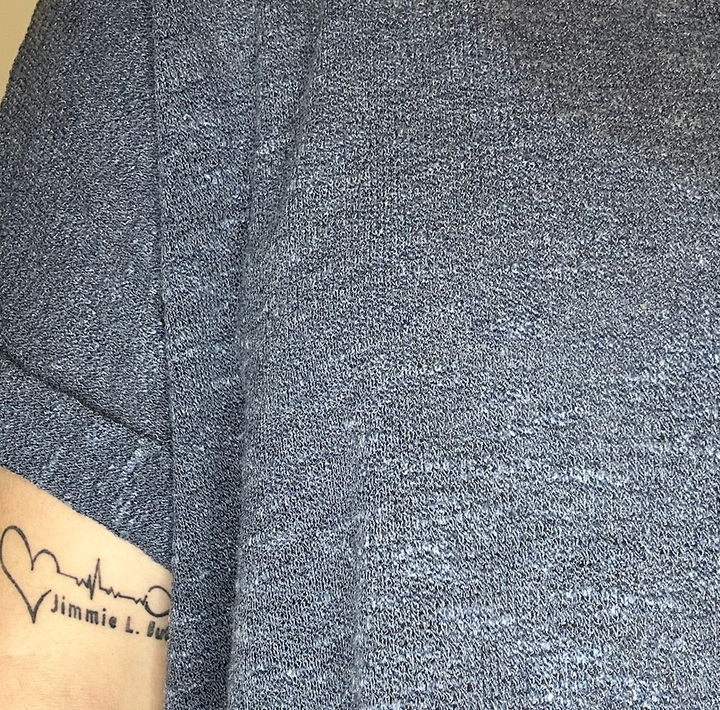 Indigo Round Neck Folded Short Sleeve Top