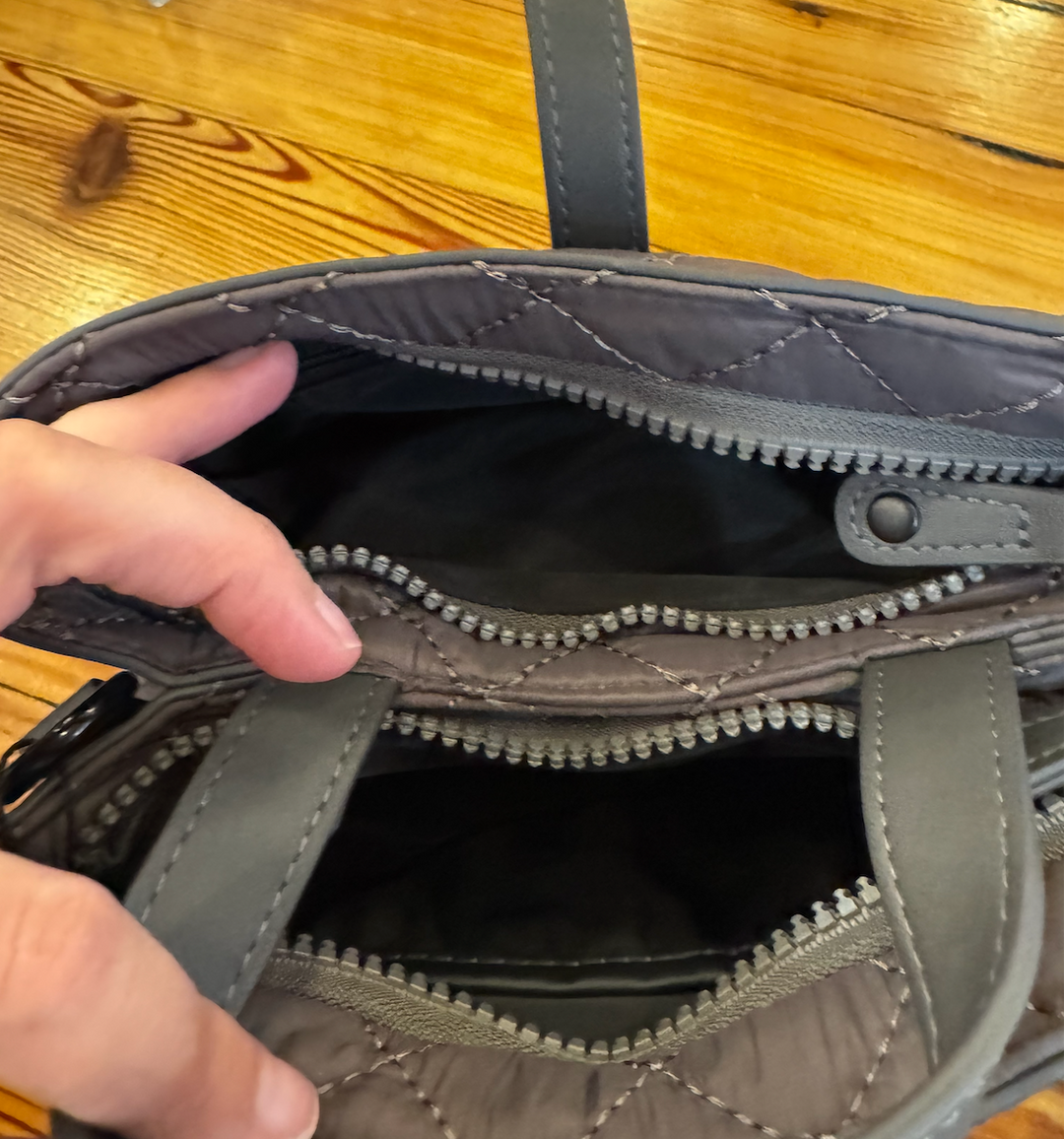 Quilted Nylon Mini Tote Bag with Top Handles