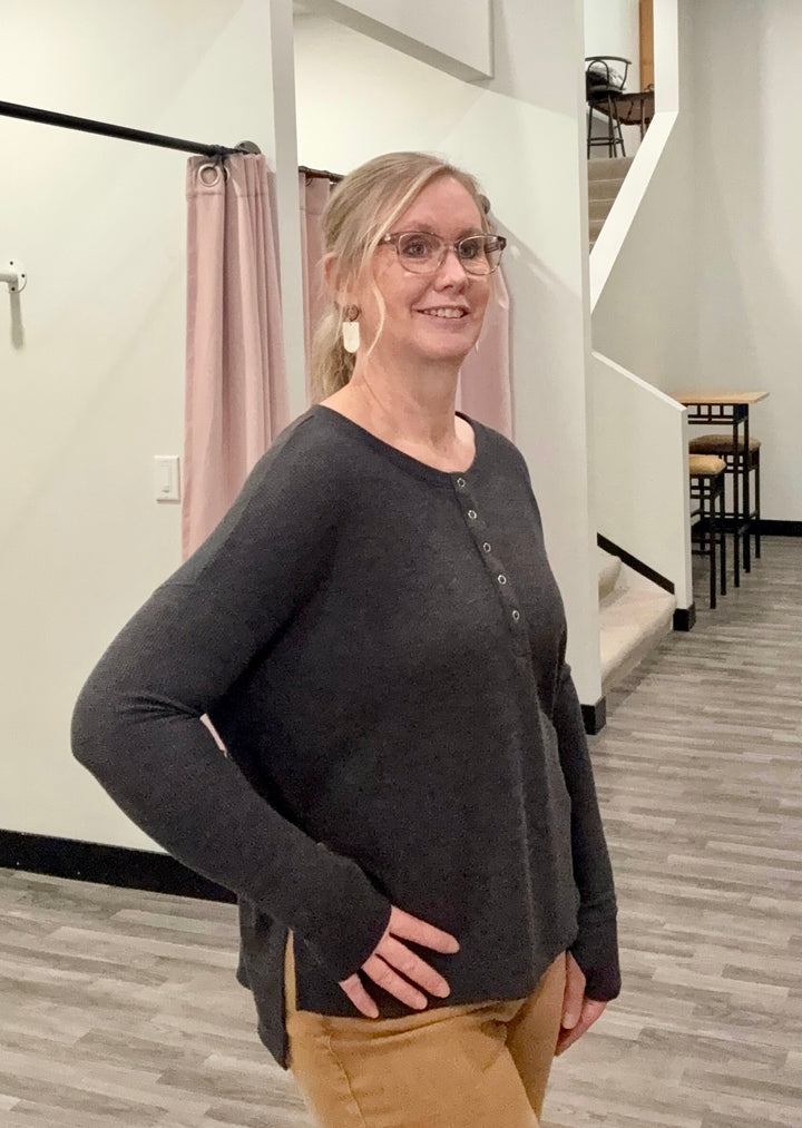 Black Waffle Henley Tee