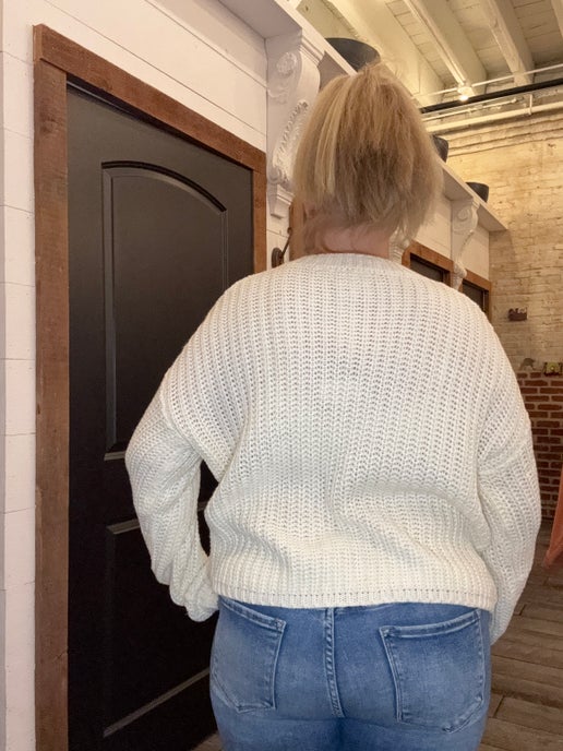 Solid Sweater Cardigan With Front Pocket