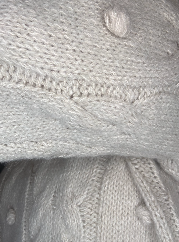 Pom Pom Detail Cable Knit Pullover Knit Sweater