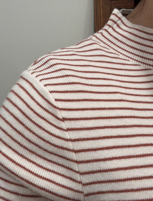 Ivory/Copper Pinstripe Mock Neck Sweater