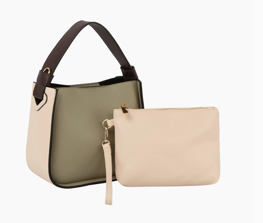 Sage/Beige 2 in 1 Hobo Tote Bag & Purse