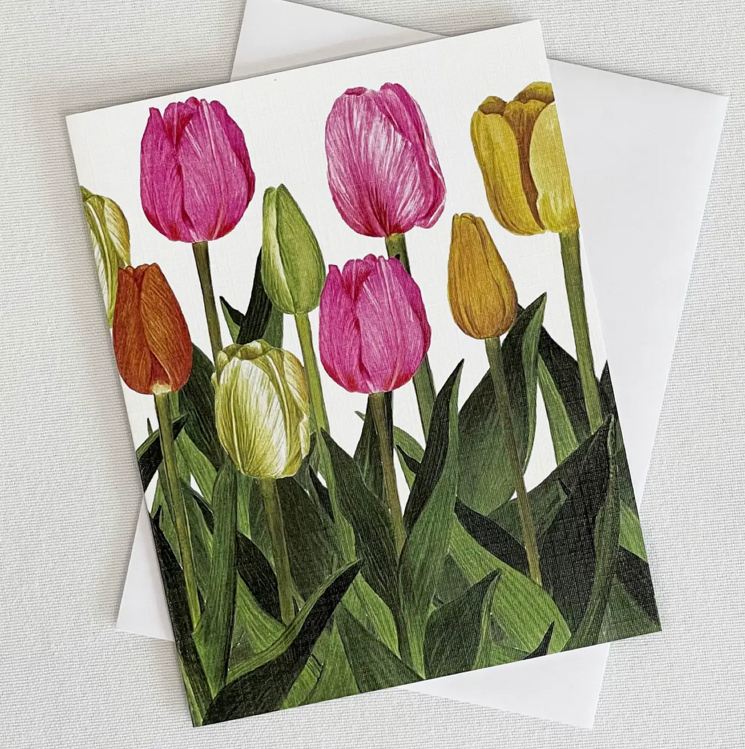Colorful Tulip Notecard – Spring Floral Watercolor Greeting Card