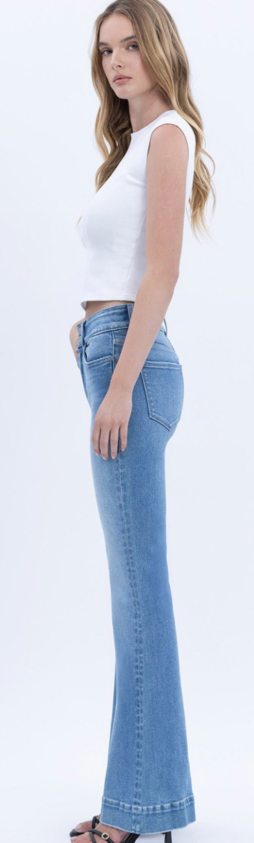 High Rise Full Length Flare Jeans