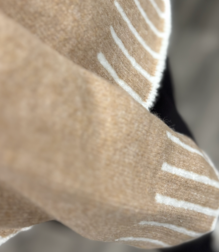 Blanket Stitch Mock Neck Pullover Sweater