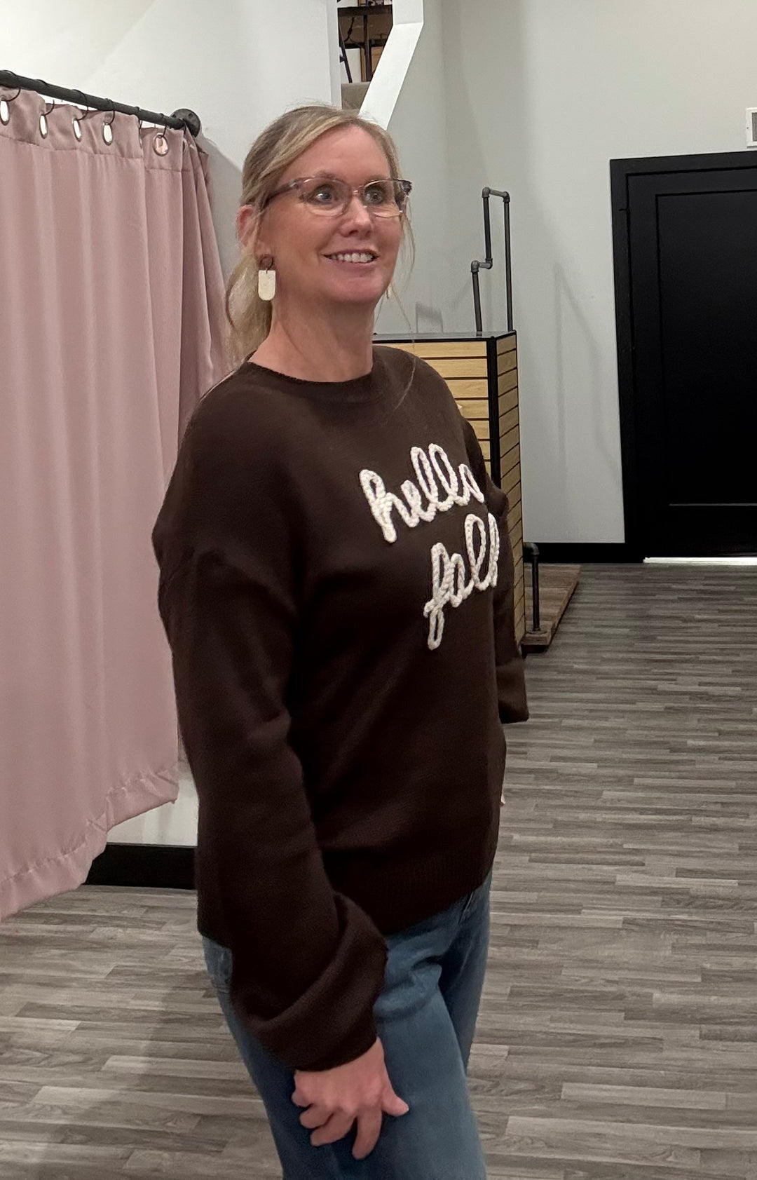 Hello Fall Chocolate Round Neck Sweater