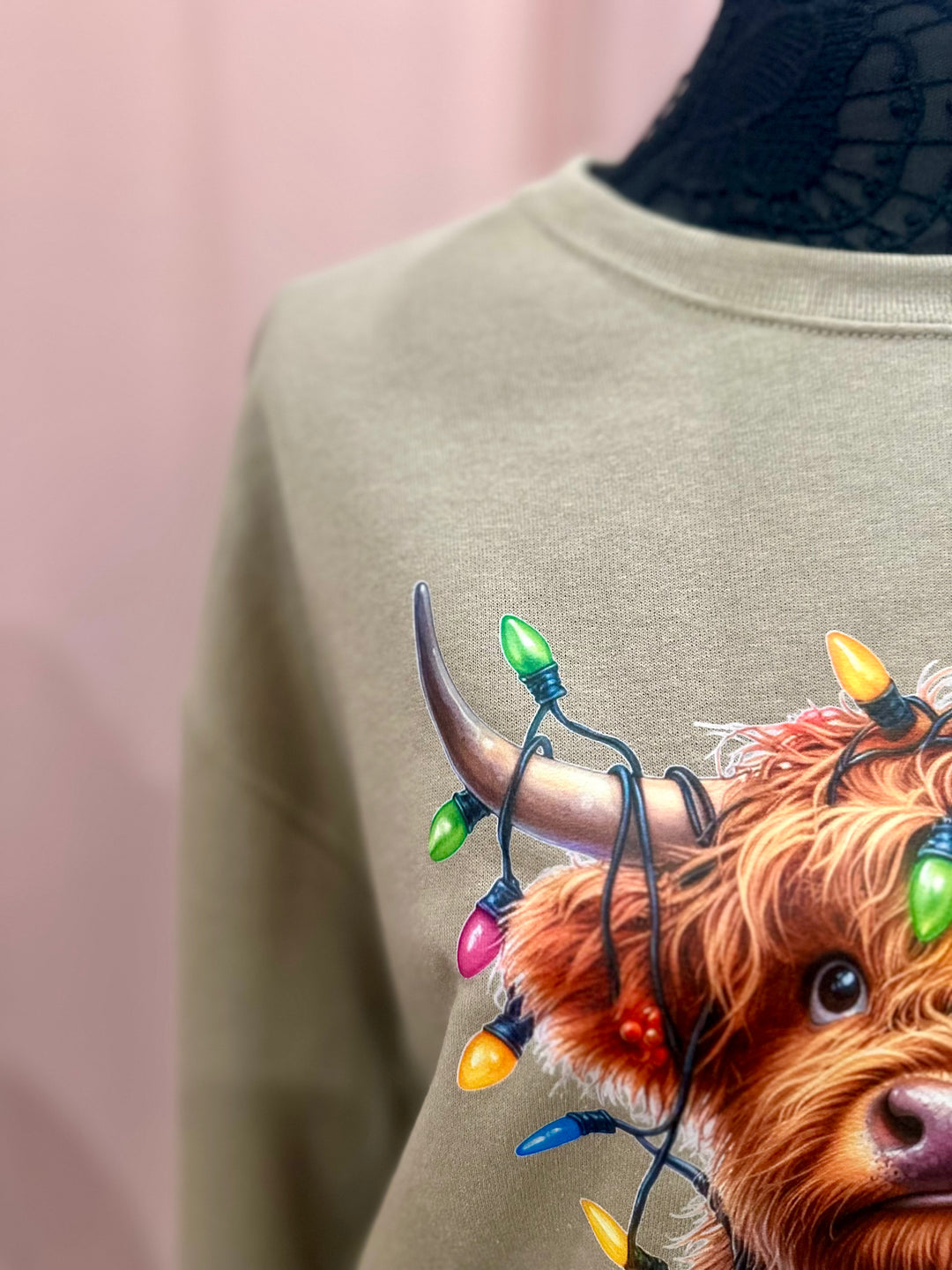 Christmas Light Cow Crewneck