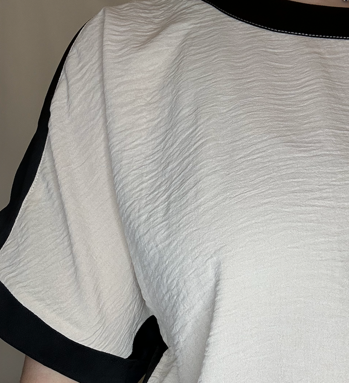 Solid Stripes Edge Dolman Sleeves Top